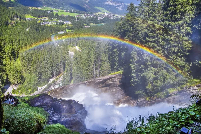 Framed Print : Rainbow over the Krimml Waterfalls