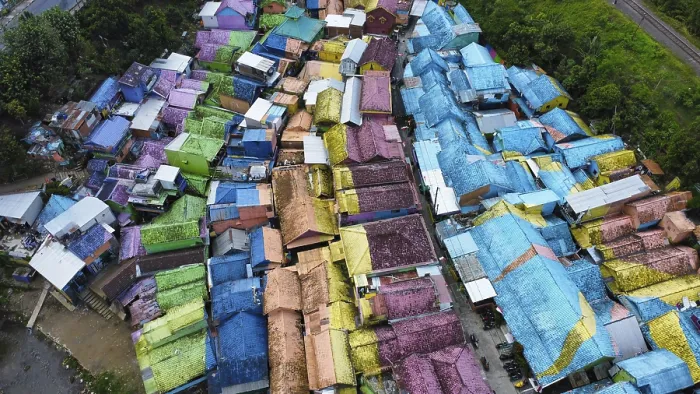 Framed Print : The rainbow village in Indonesia
