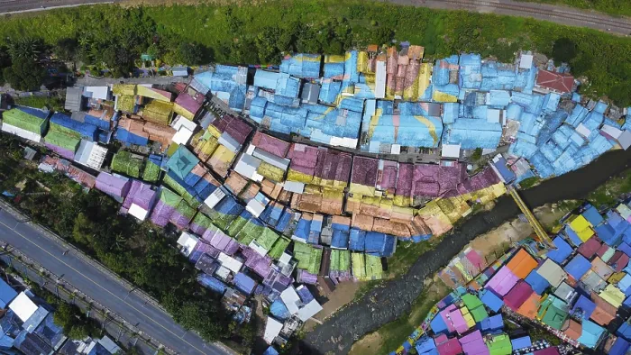 Framed Print : The rainbow village in Indonesia