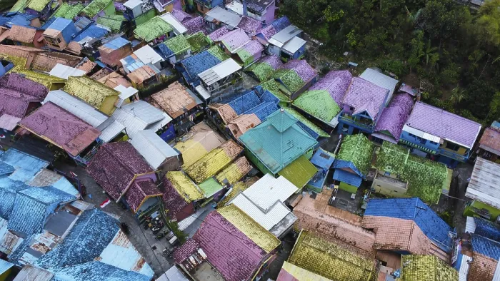 Framed Print : The rainbow village in Indonesia