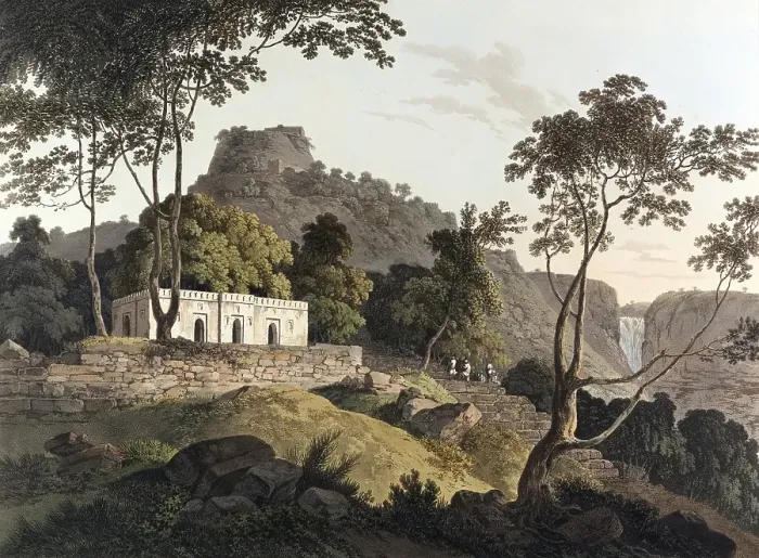 Framed Print : Raje Gaut, up the main road to Rotas Ghur, Bahar, India, ca 1880, digitally enhanced reproduction of a 19th century original, Asia