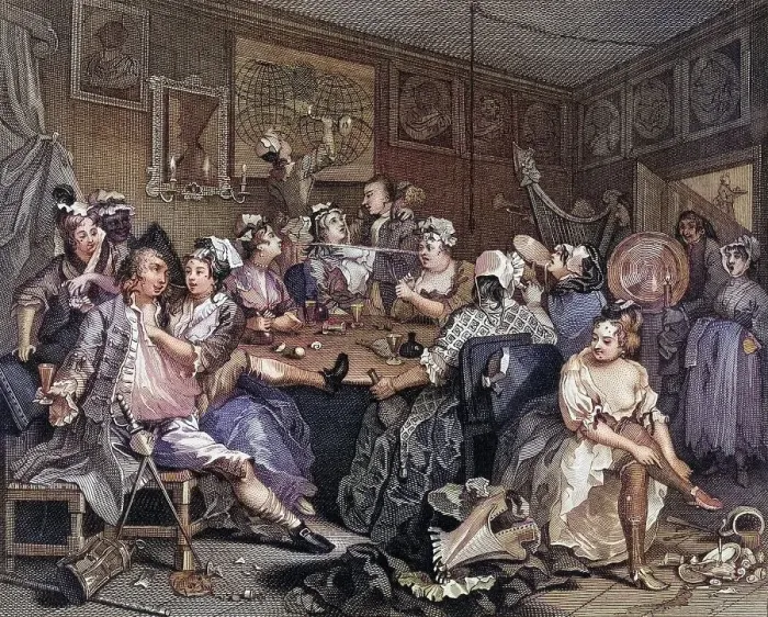 Framed Print : The Rakes Progress Tavern Scene From the original picture by Hogarth from The Works of Hogarth published London 1833