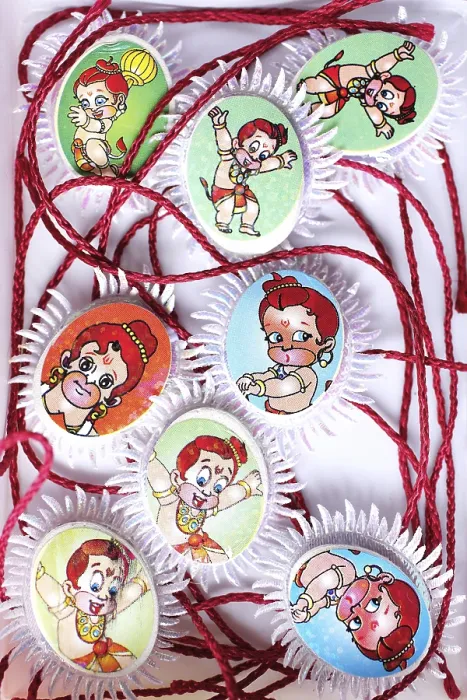 Framed Print : Rakhis with religious symbol of lord bal Hanuman