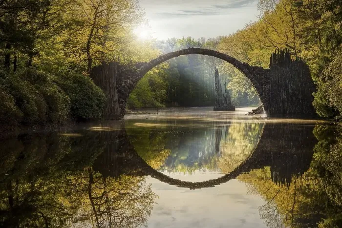Framed Print : Rakotz Bridge or Devil's Bridge in Kromlau Park