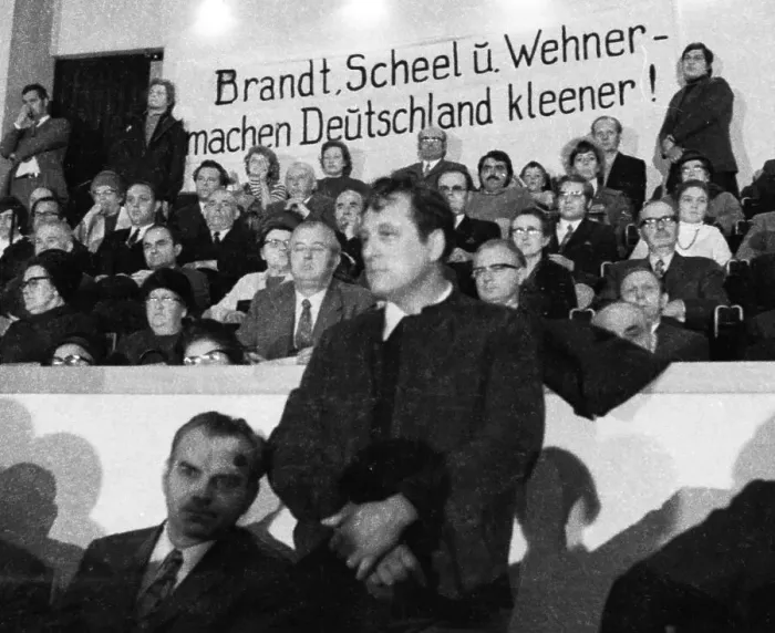 Framed Print : At a rally in Bonn on 11 March 1972