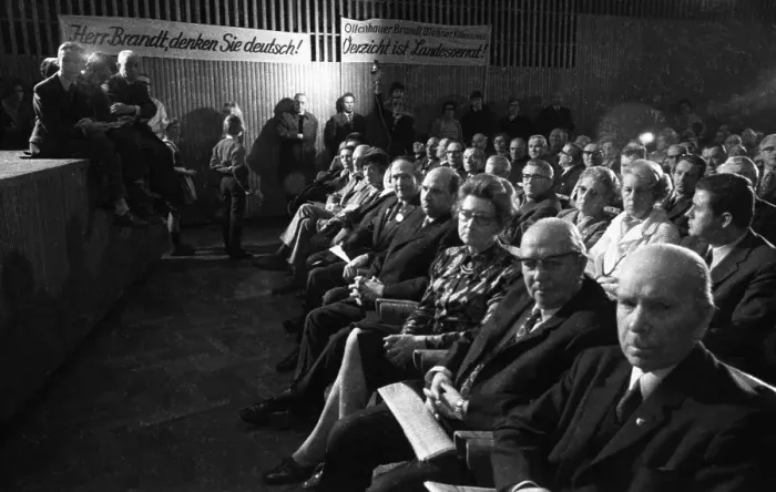 Framed Print : At a rally in Bonn on 11 March 1972