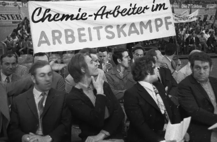 Framed Print : Rally of the Chemical, Paper and Ceramics Workers Union in the collective bargaining dispute on 16