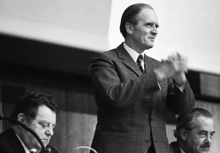 Framed Print : A rally of the Christian Democratic Union (CDU) with CSU Chairman Franz-Josef Strauss in Duisburg on 12 December 1974