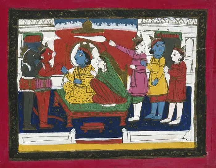 Framed Print : Rama and Sita enthroned with Hanuman Framed Print : Rama and Sita enthroned with Hanuman