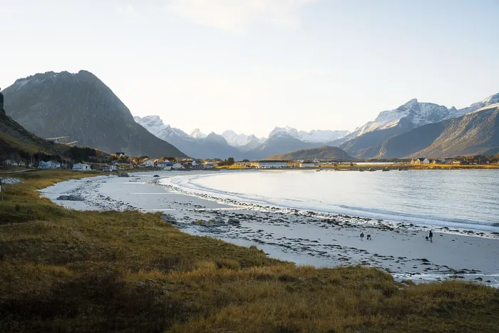 Framed Print : Ramberg beach at sunset, Ramberg, Lofoten, Norway