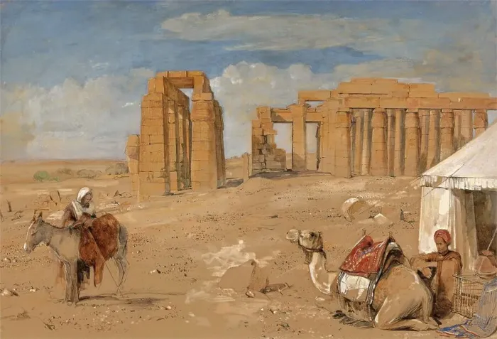 Framed Print : The Ramesseum at Thebes, ca 1847