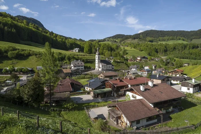 Framed Print : Ramsau with parish church St. Sebastian
