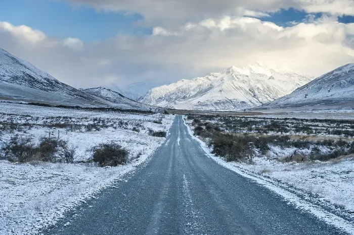 Framed Print : Rangitata River Valley Winter Gravel Road