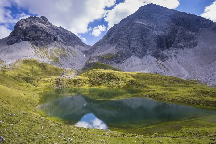 Framed Print : Rappensee, behind it Hochgundspitze Framed Print : Rappensee, behind it Hochgundspitze