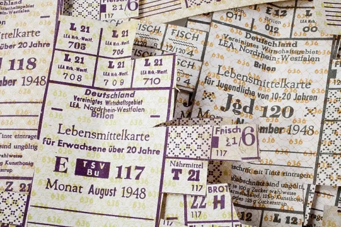 Framed Print : Ration cards for adults from 1948, Germany, Europe