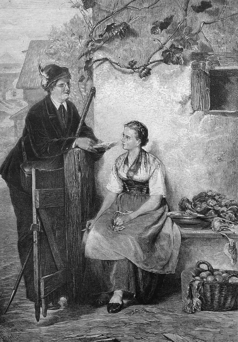 Framed Print : Reader, historical illustration, 1877