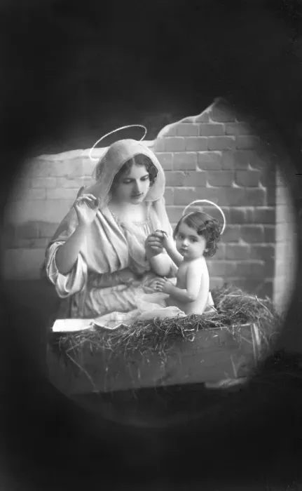 Framed Print : Reanaction of the birth of Jesus Christ