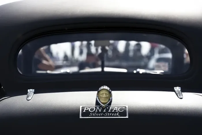 Framed Print : Rear view of a Pontiac classic car