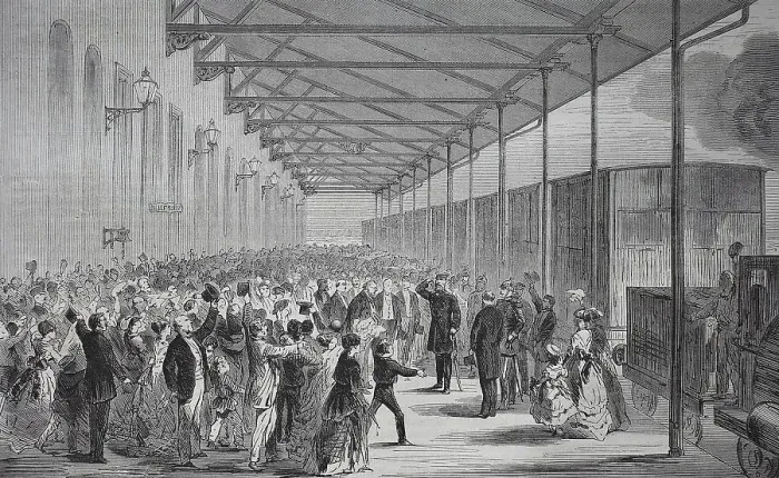 Framed Print : Reception of the Crown Prince of Prussia at the Berlin-Anhalter station in Leipzig on July 26 Framed Print : Reception of the Crown Prince of Prussia at the Berlin-Anhalter station in Leipzig on July 26