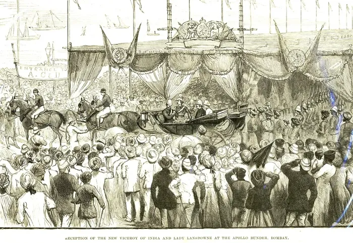 Framed Print : Reception of the new viceroy of India and lady Lansdowne at the Apollo bunder, Bombay now Mumbai, Maharashtra, India, Asia