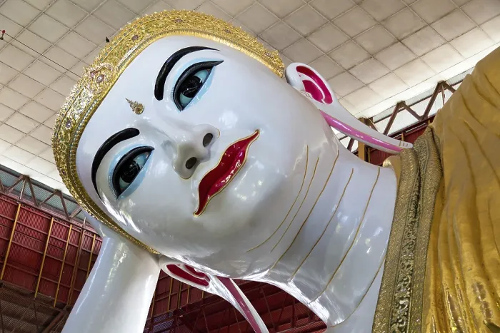 Framed Print : Reclining Buddha in the Kyauk htat gyi pagoda