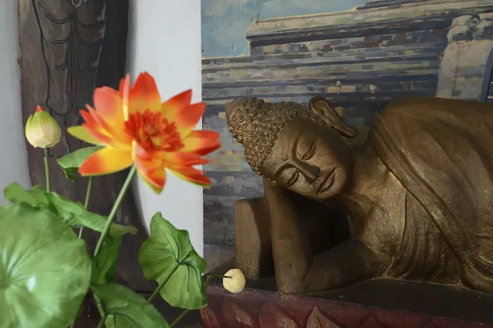 Framed Print : Reclining Buddha statue on an altar in a prayer room of the Brahma Vihara Buddhist monastery Framed Print : Reclining Buddha statue on an altar in a prayer room of the Brahma Vihara Buddhist monastery