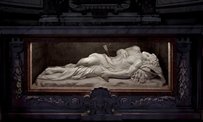 Framed Print : Reclining figure of St Sebastian, St, Saint, Saint