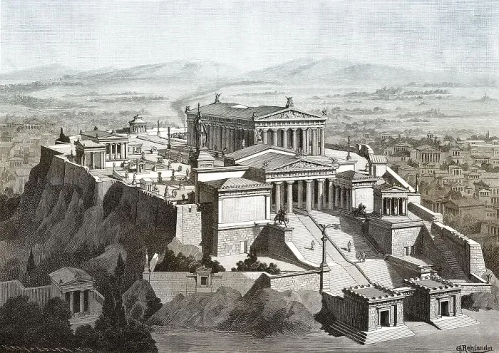 Framed Print : Reconstruction of the Acropolis in Athens