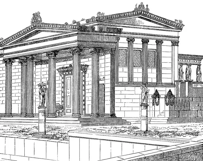 Framed Print : Reconstruction of the Erechtheion or Erechtheum
