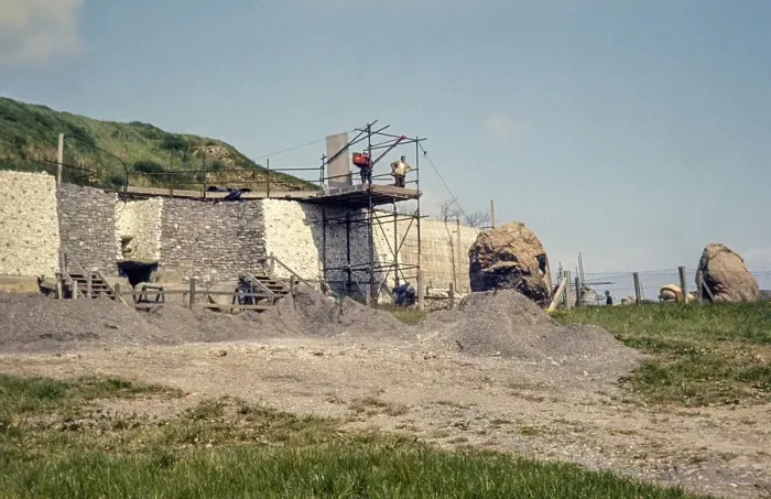 Framed Print : Reconstruction of the Neolithic passage tomb at Newgrange, County Meath, Republic of Ireland, c. 1974