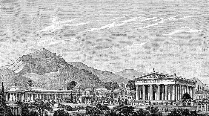 Framed Print : The reconstruction of Olympia in ancient Greece
