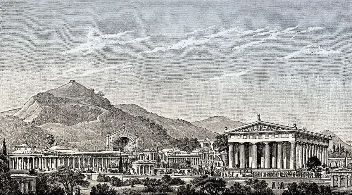 Framed Print : The reconstruction of Olympia in ancient Greece Framed Print : The reconstruction of Olympia in ancient Greece