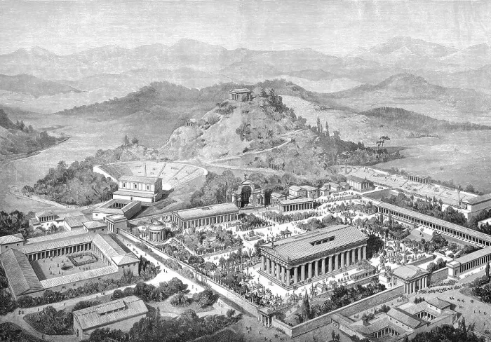 Framed Print : The reconstruction of Olympia in ancient Greece Framed Print : The reconstruction of Olympia in ancient Greece
