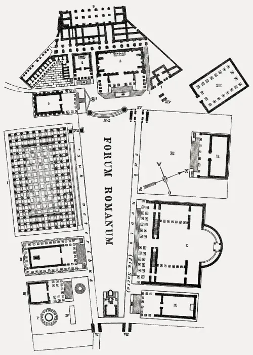 Framed Print : Reconstruction, plan of the Roman Forum or Forum Romanum in ancient Rome Framed Print : Reconstruction, plan of the Roman Forum or Forum Romanum in ancient Rome