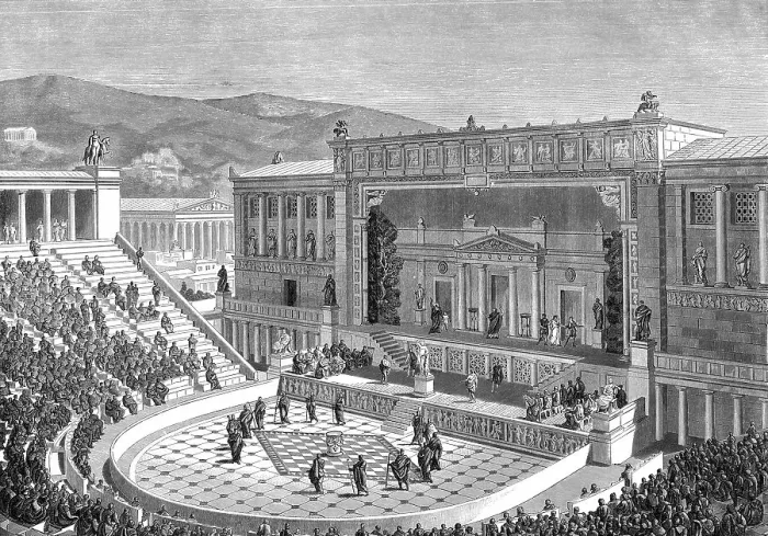 Framed Print : Reconstruction of the Theatre of Dionysus in ancient Athens