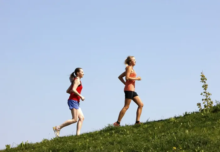 Framed Print : Two recreational runners, young women