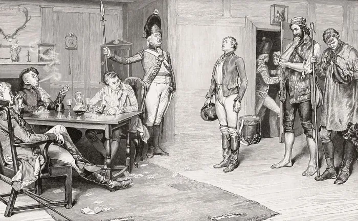 Framed Print : Recruitment of a soldier, 18th century Framed Print : Recruitment of a soldier, 18th century