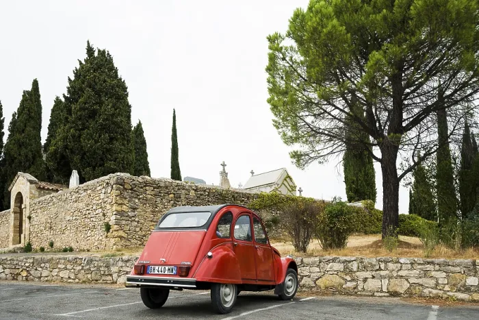 Framed Print : Red Citroen 2CV, classic car, Tourtour Framed Print : Red Citroen 2CV, classic car, Tourtour