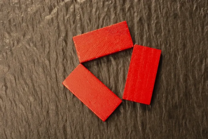 Framed Print : Red color domino blocks placed in view