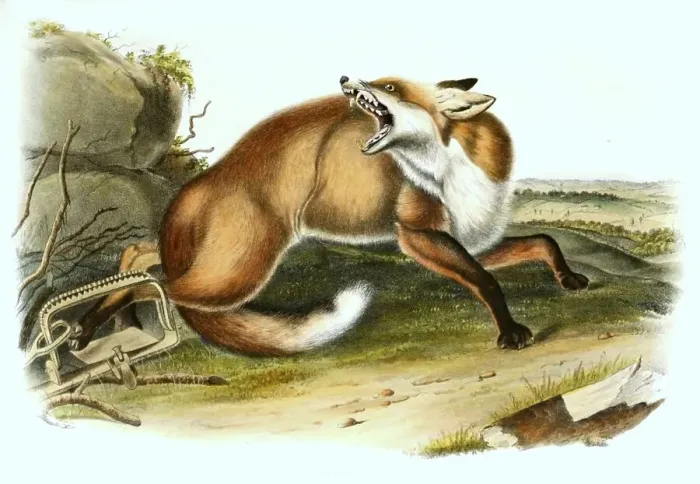Framed Print : Red fox has fallen into a beating trap Framed Print : Red fox has fallen into a beating trap
