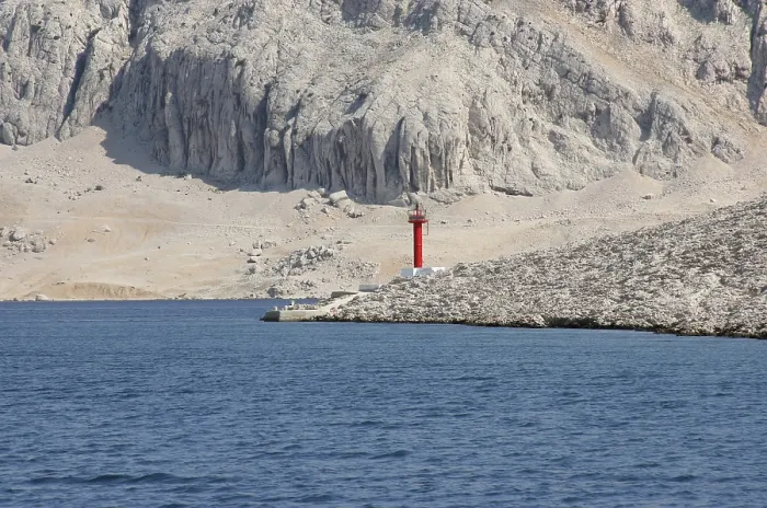 Framed Print : Red see light on island with mountain background