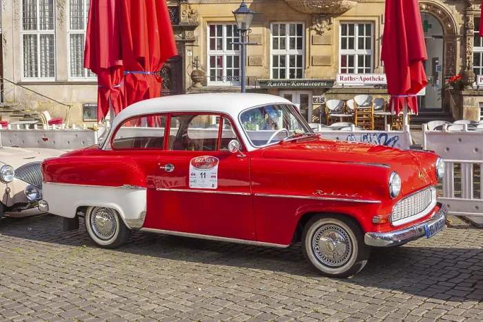Framed Print : Red Opel Rekord P1 classic car at a classic car meeting Framed Print : Red Opel Rekord P1 classic car at a classic car meeting