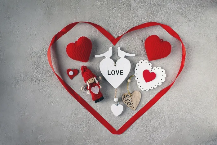 Framed Print : Red ribbon in the shape of a heart Framed Print : Red ribbon in the shape of a heart