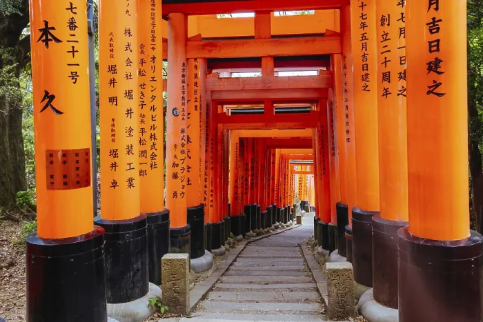 Framed Print : Red Tori Gate at Fushimi Inari Shrine in Kyoto