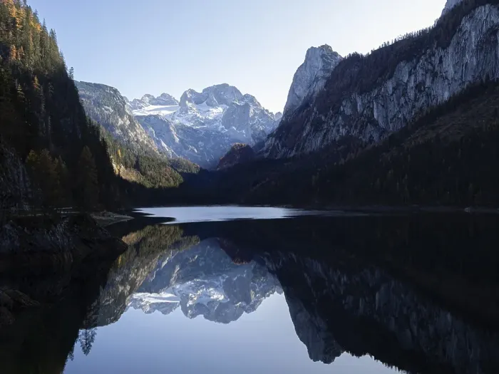 Framed Print : Reflection of Dachstein and glacier in Gosausee Framed Print : Reflection of Dachstein and glacier in Gosausee