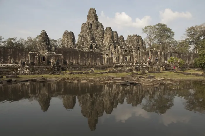 Framed Print : Reflection of Khmer temple in pond Framed Print : Reflection of Khmer temple in pond