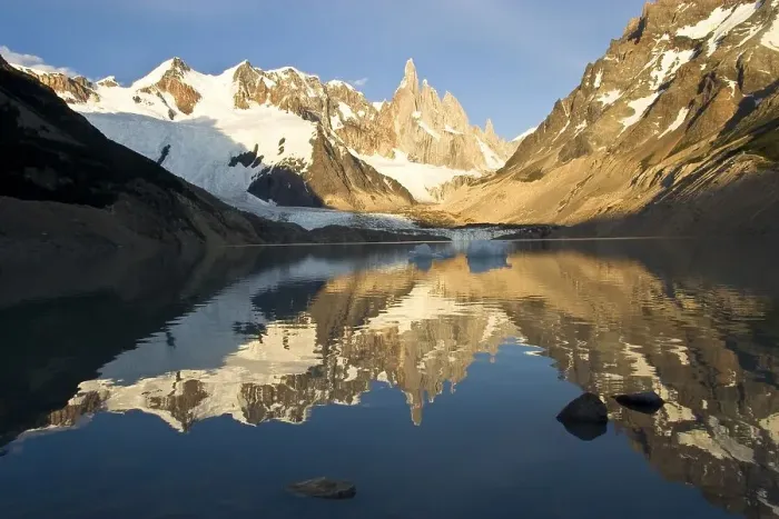 Framed Print : Reflection of Mt Cerro Torre in a glacial lake in the morning Framed Print : Reflection of Mt Cerro Torre in a glacial lake in the morning