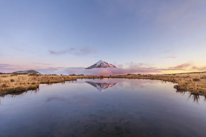 Framed Print : Reflection in Pouakai Tarn lake
