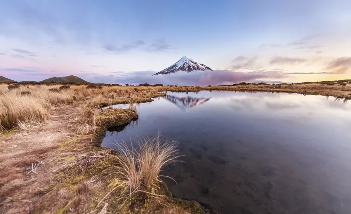 Framed Print : Reflection in Pouakai Tarn lake