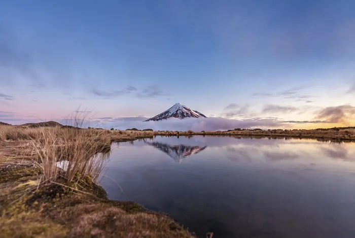 Framed Print : Reflection in Pouakai Tarn lake